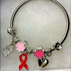 Breast Cancer Awareness Charm Bracelet Pink Ribbon Fashion Jewelry Gifts